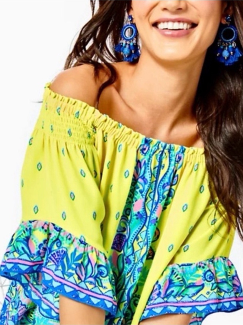 Lilly Pulitzer Fawna Top Pineapple Rivera Loro Green Size X- Small